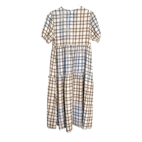 R13 Plaid Tiered Shredded Relaxed Midi Dress Size S - Picture 2 of 14